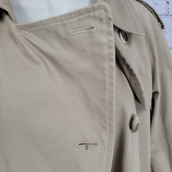 VTG London Fog Maincoats Tan Removable Liner Double Breast Trench Coat Size 14P - Picture 8 of 16